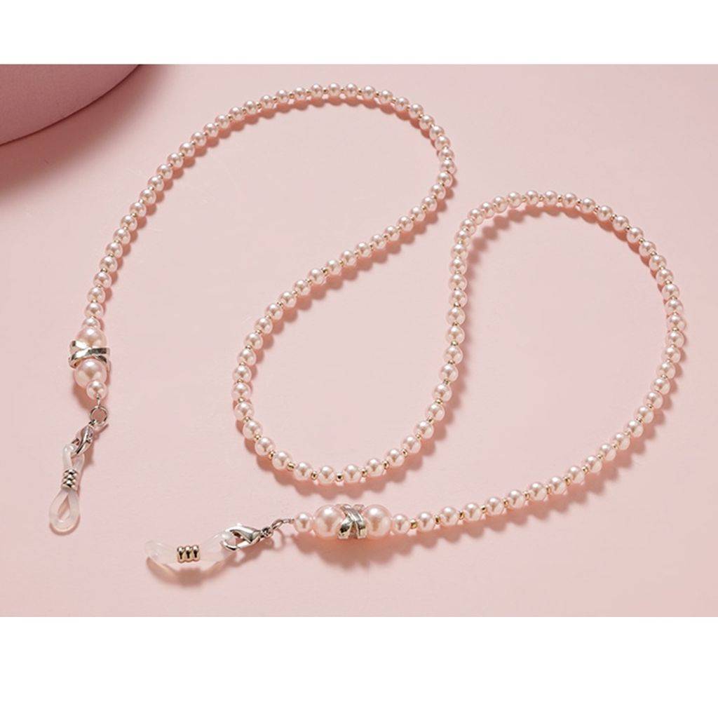 Beaded Eyeglass Chain with Adjustable Strap for Women - White #8