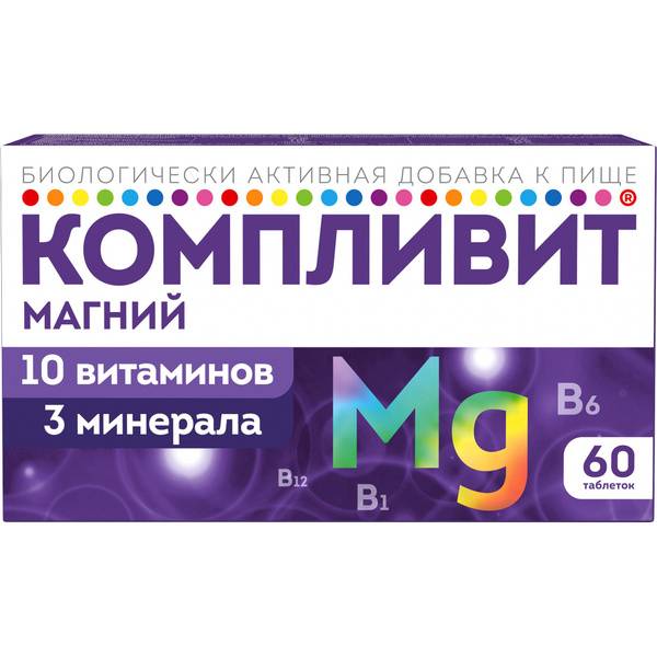 Complivit Magnesium Vitamin-Mineral Complex 50 mg Lactate Tablets 60 Count