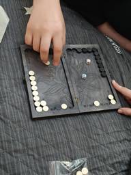 Handmade Travel Backgammon Set in Natural Materials, 22 cm Board #1
