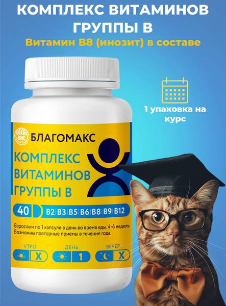 Blagomaks Vitamin B Complex Capsules 0.15g, 40 Count