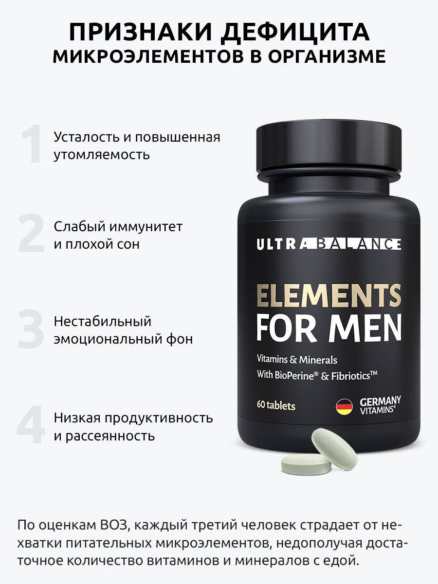 UltraBalance Elements for Men Premium multivitamins 180 tablets with BioPerine & Fibriotics #6