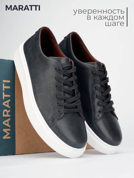 Maratti Men's Sneakers Natural Leather Dark Blue 203 Mid-Season EVA+Leather Insole