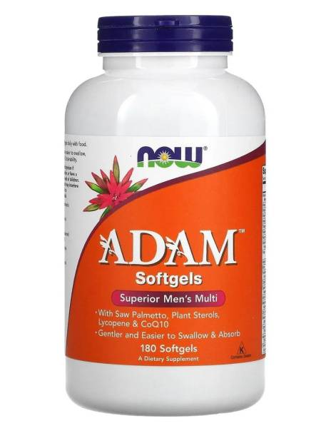 NOW ADAM Multivitamin & Mineral for Men, 180 Capsules (2100mg)