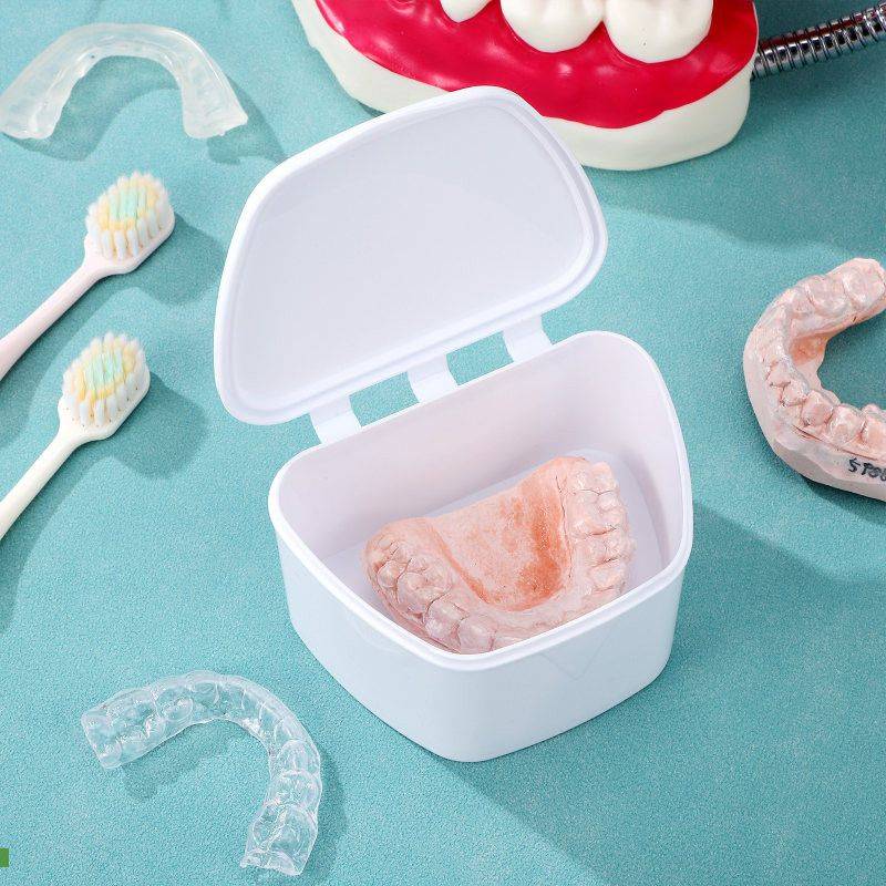 Portable Dental Prosthetic Container with Hinged Lid #9