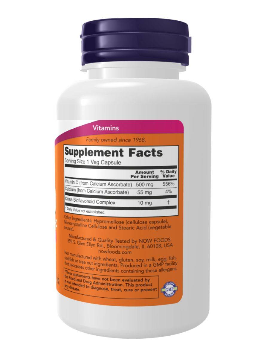 NOW Foods USA Vitamin C 500 mg Capsules, 250 Count – Immune Support Supplement #3