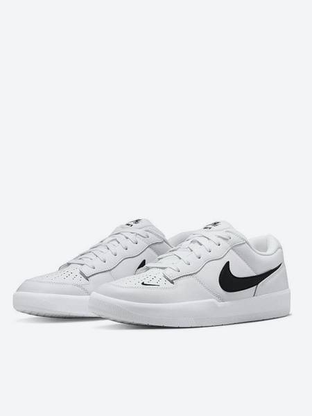 Nike SB Force 58 Prm L Skate Shoes - Men's White/Black, Leather & Textile, All-Season