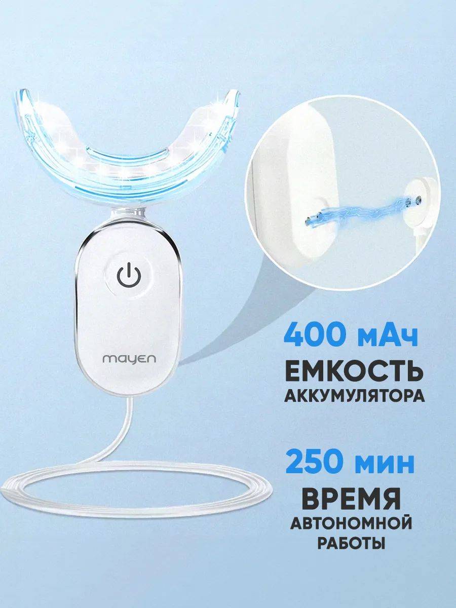 MAYEN LuxGlitzer Pro10 Whitening System with LED Cap, 4 Gels, Silicone Cap #12