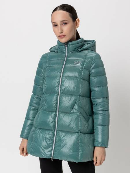 EA7 Winter Jackets Women's Coat, Green/Light Blue, Polyamide, Demi-Season