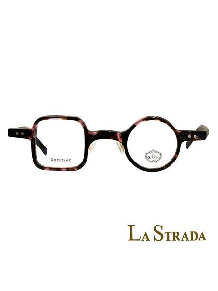 La Strada Eyeglass Frame, Dark Brown/Light Pink, Unusual Shape