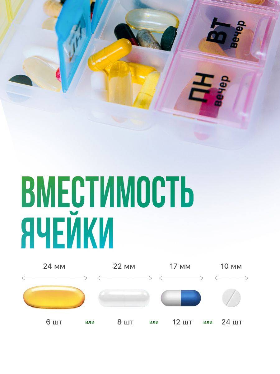 VOSC Weekly Pill Box 21 Sections Three Daily Doses Plastic Container #7