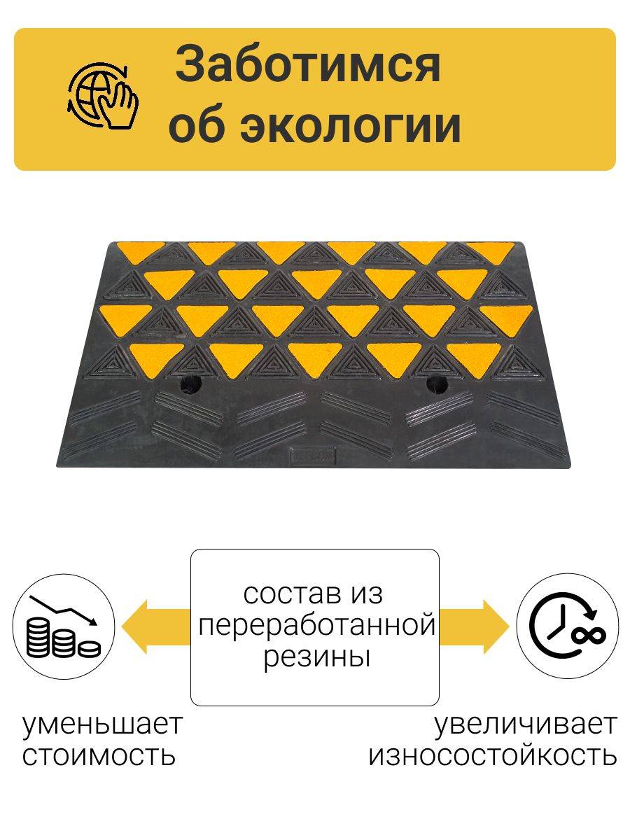 Tekhnologiia Rubber Curb Ramp SR-150-1 Main Section 600x360x150 mm Black #4