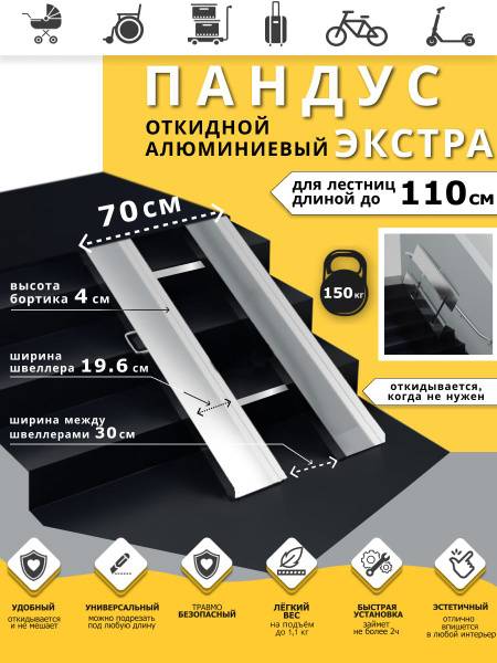 RETAIL Extra Folding Aluminum Ramp 110 cm