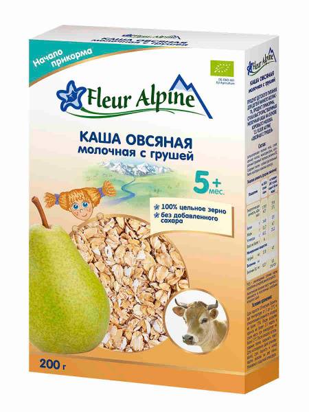 Fleur Alpine Organic Dairy Oatmeal Porridge with Pear, from 5 Months, 200 g