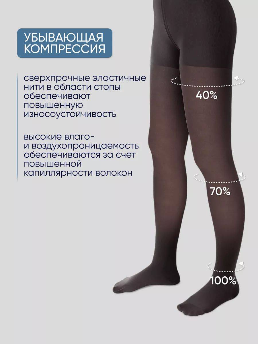 IDEALISTA ID-100 Compression Stockings, Black, 1st Class Compression, 1 Pair #3