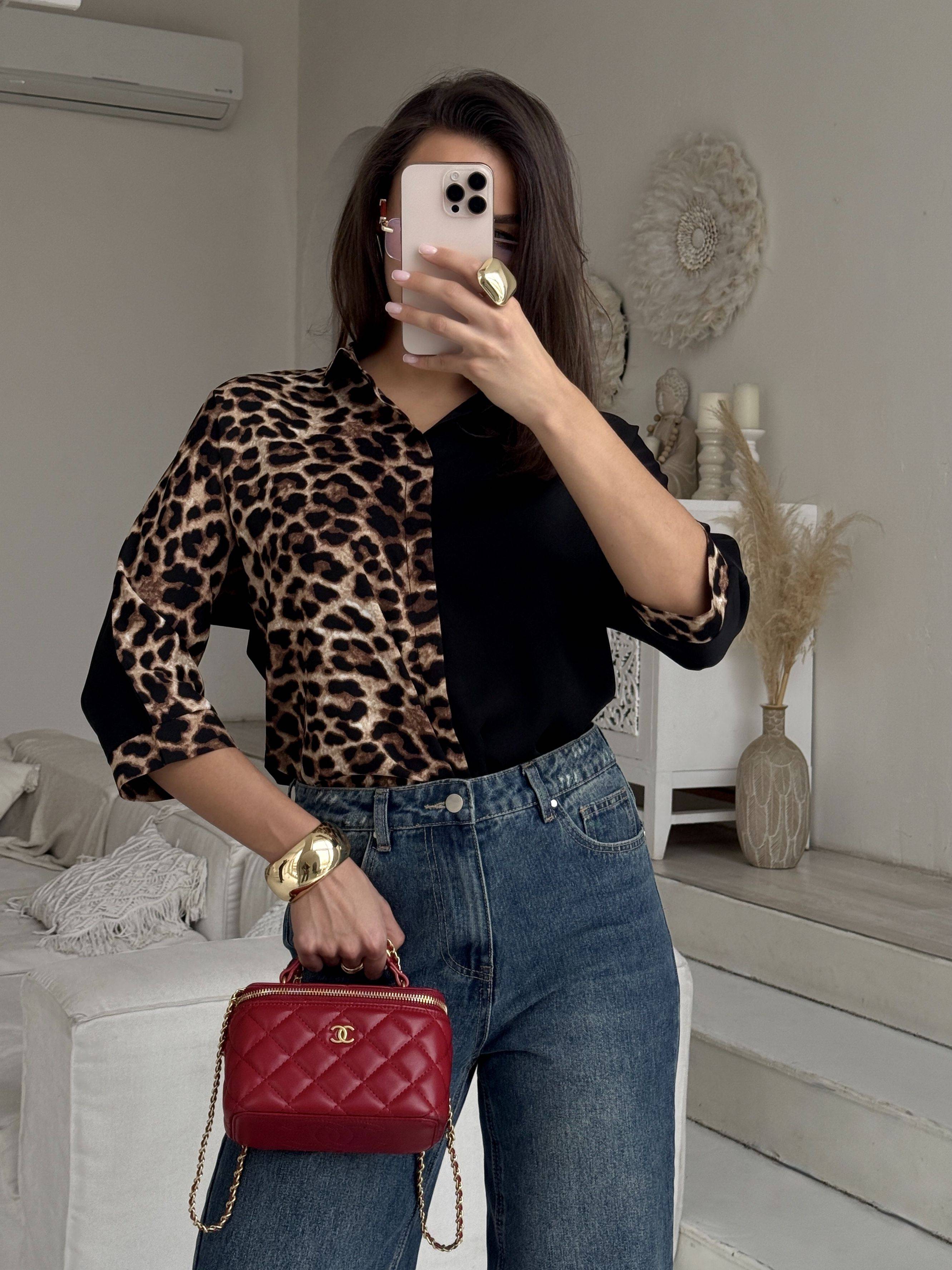 OMBRE Leopard Blouse, Black Blouse #11