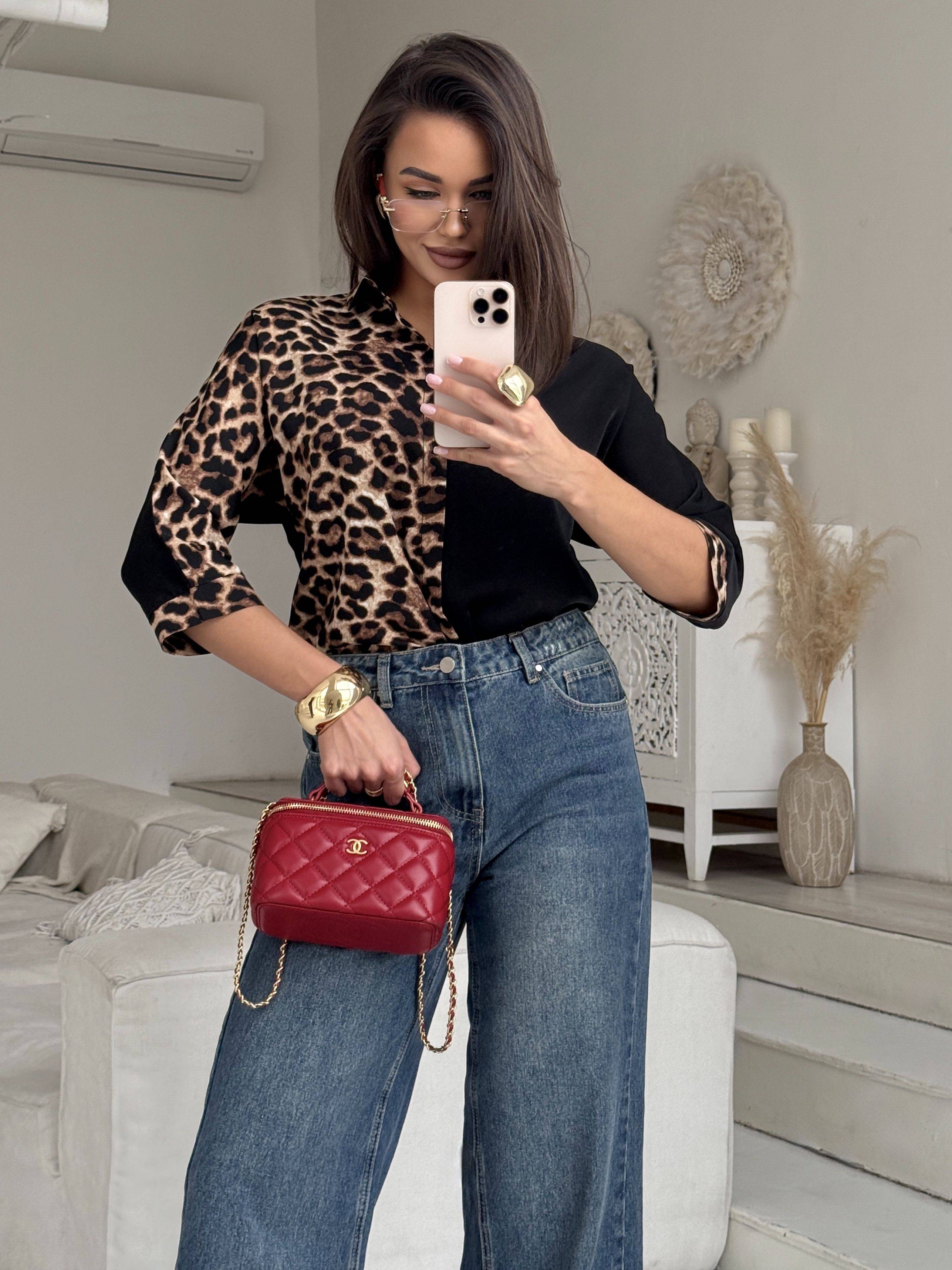 OMBRE Leopard Blouse, Black Blouse #9