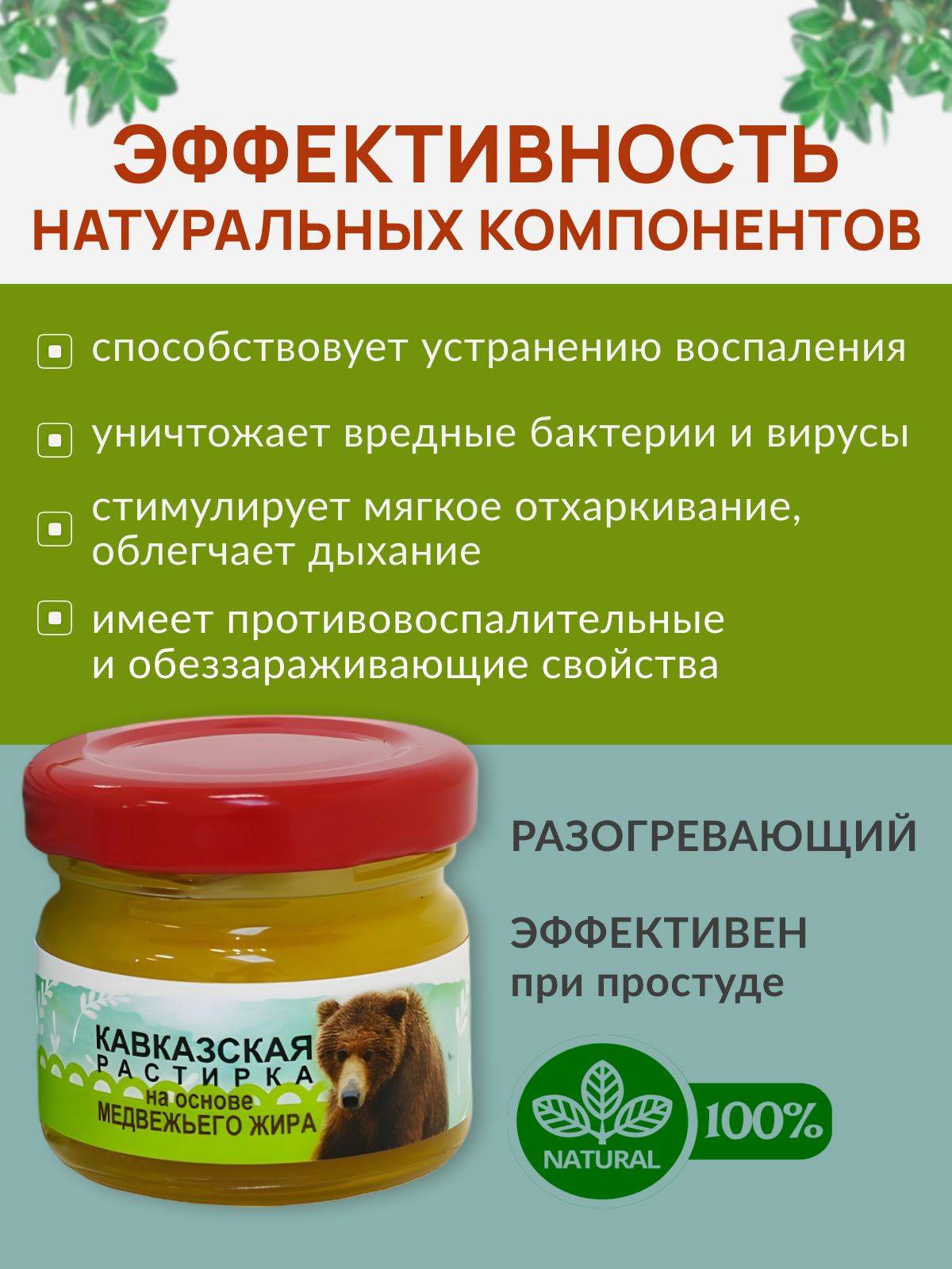 Bizoryuk Health Factory Cold Rub with Bear Fat 28 ml #2