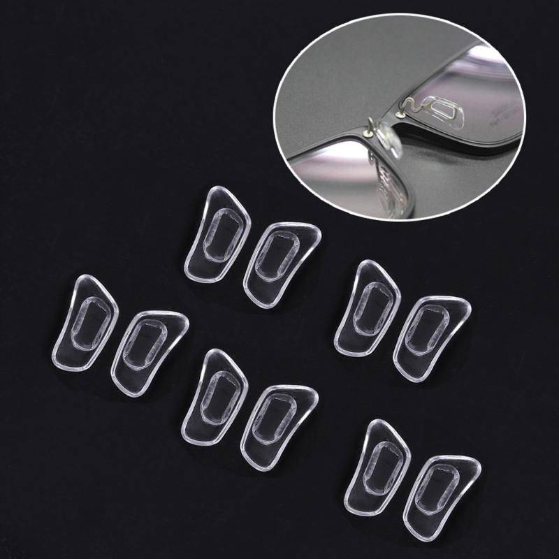 Silicone Nose Pads with Fasteners – 5 Pairs, Brown-Red, 13mm x 7mm – for Eyeglasses #7