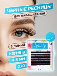 Lash&Go Black Eyelash Extensions Mix B 0.10 mm 4-6 mm 6 Lines #1