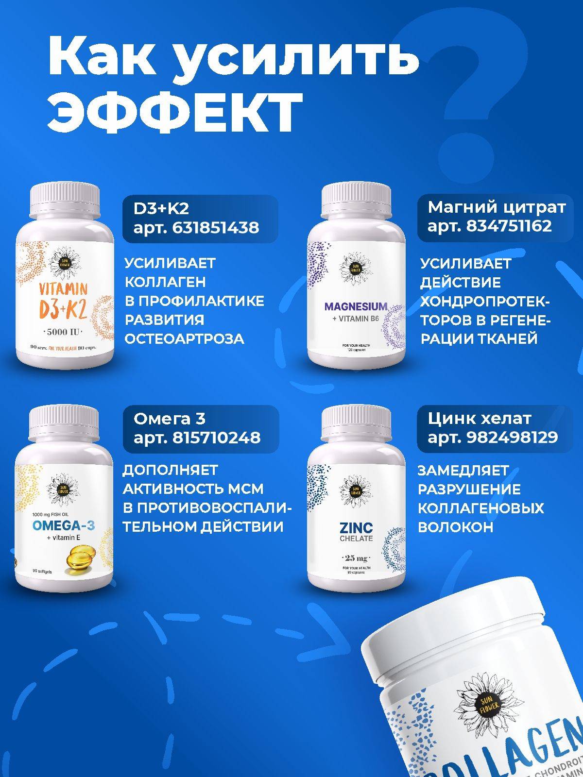 SUN FLOWER Hydrolyzed Type 2 Collagen Powder with Vitamin C + Chondroitin Glucosamine MSM Hyaluronic Acid 240 g 30 Servings Black Currant #6