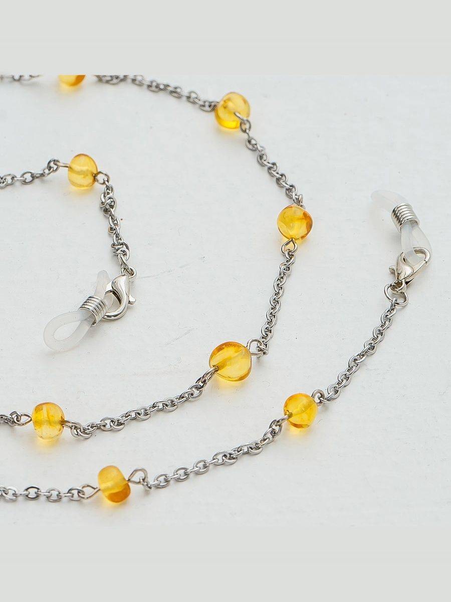 BALTAMBER Women's Amber Glasses Chain 70 cm with Silicone Earring Loop #12