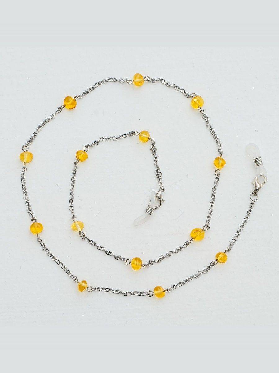 BALTAMBER Women's Amber Glasses Chain 70 cm with Silicone Earring Loop #15