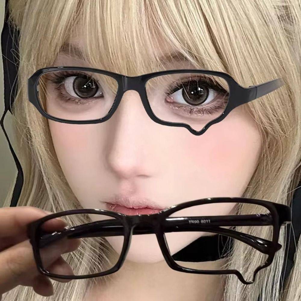 Nuotong Y2K Anime-Style Computer Glasses for Adults - Lightweight Polycarbonate Frames (Black) #11