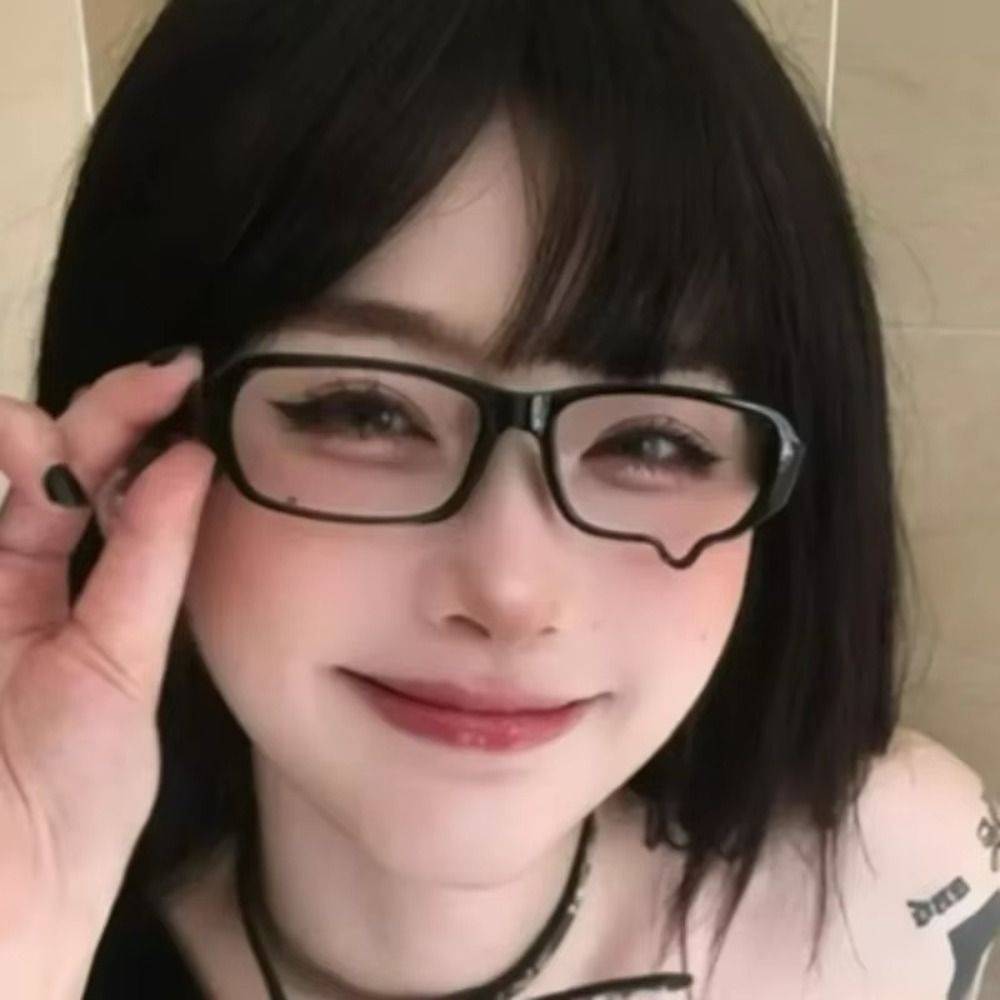 Nuotong Y2K Anime-Style Computer Glasses for Adults - Lightweight Polycarbonate Frames (Black) #7
