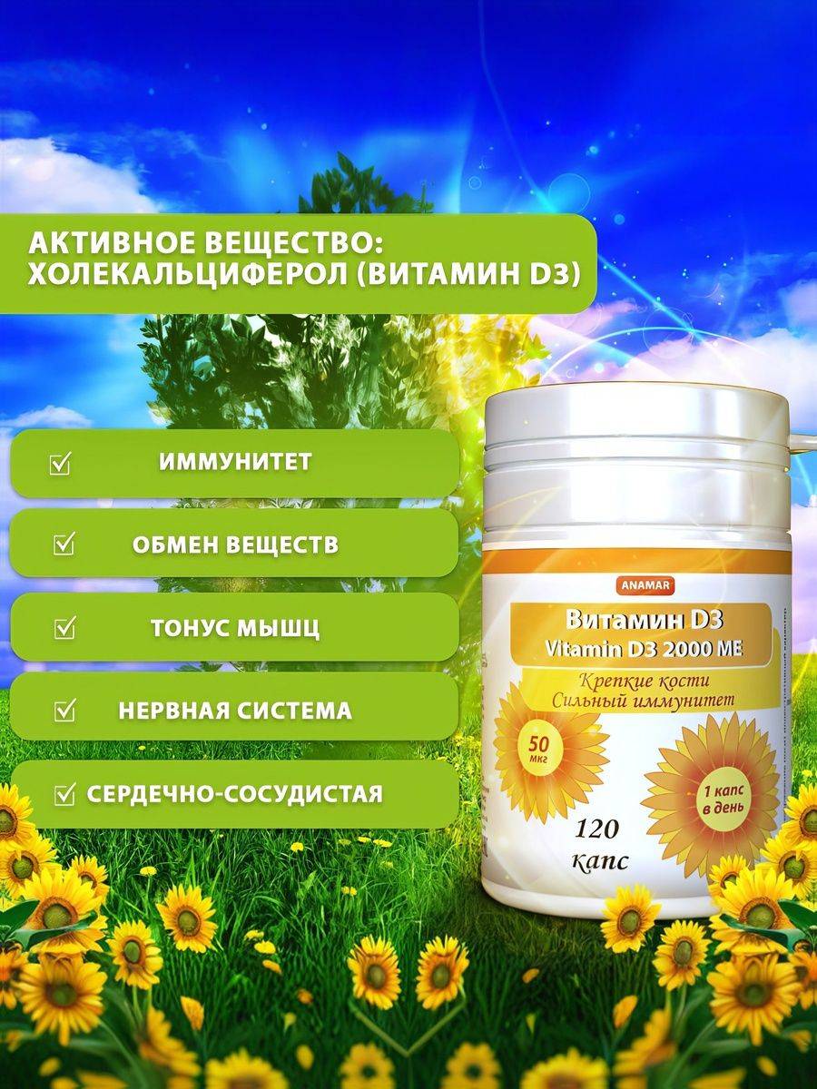 ANAMAR Vitamin D3 50 mcg (2000IU), 120 Capsules #2