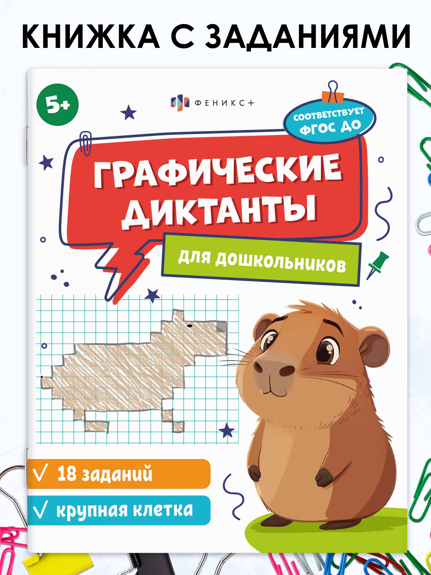Книжка с заданиями по рисованию для детей "Графические диктанты" КРУПНАЯ КЛЕТКА, 165 205 мм, 8 л., мягкий переплёт | School VPR Practice Tests