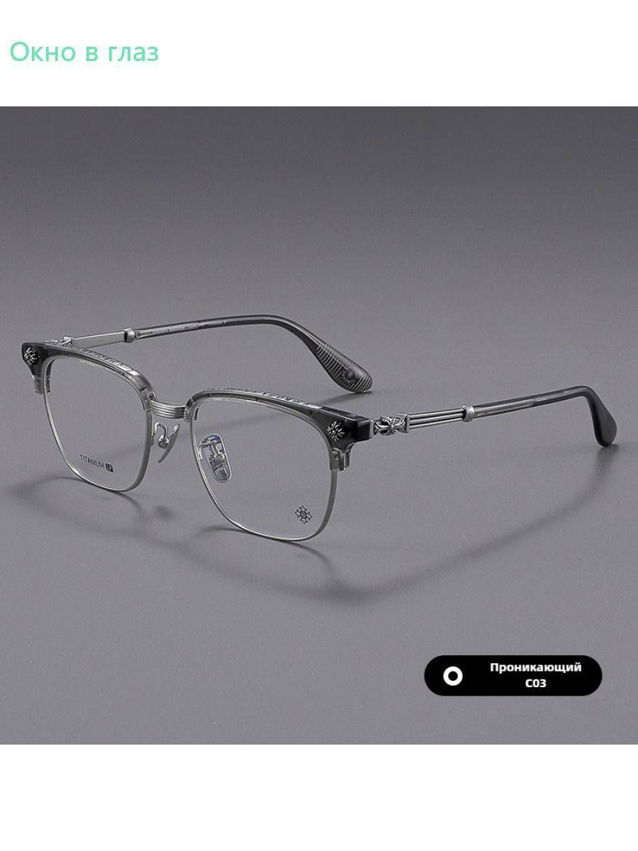 Chrome Hearts CH5192 Unisex Eyeglass Frames – Black/Silver Half‑Rim #12
