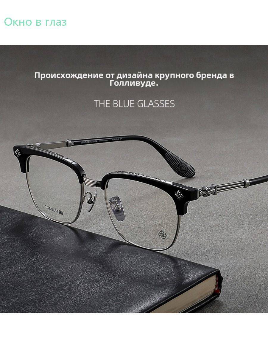 Chrome Hearts CH5192 Unisex Eyeglass Frames – Black/Silver Half‑Rim #4