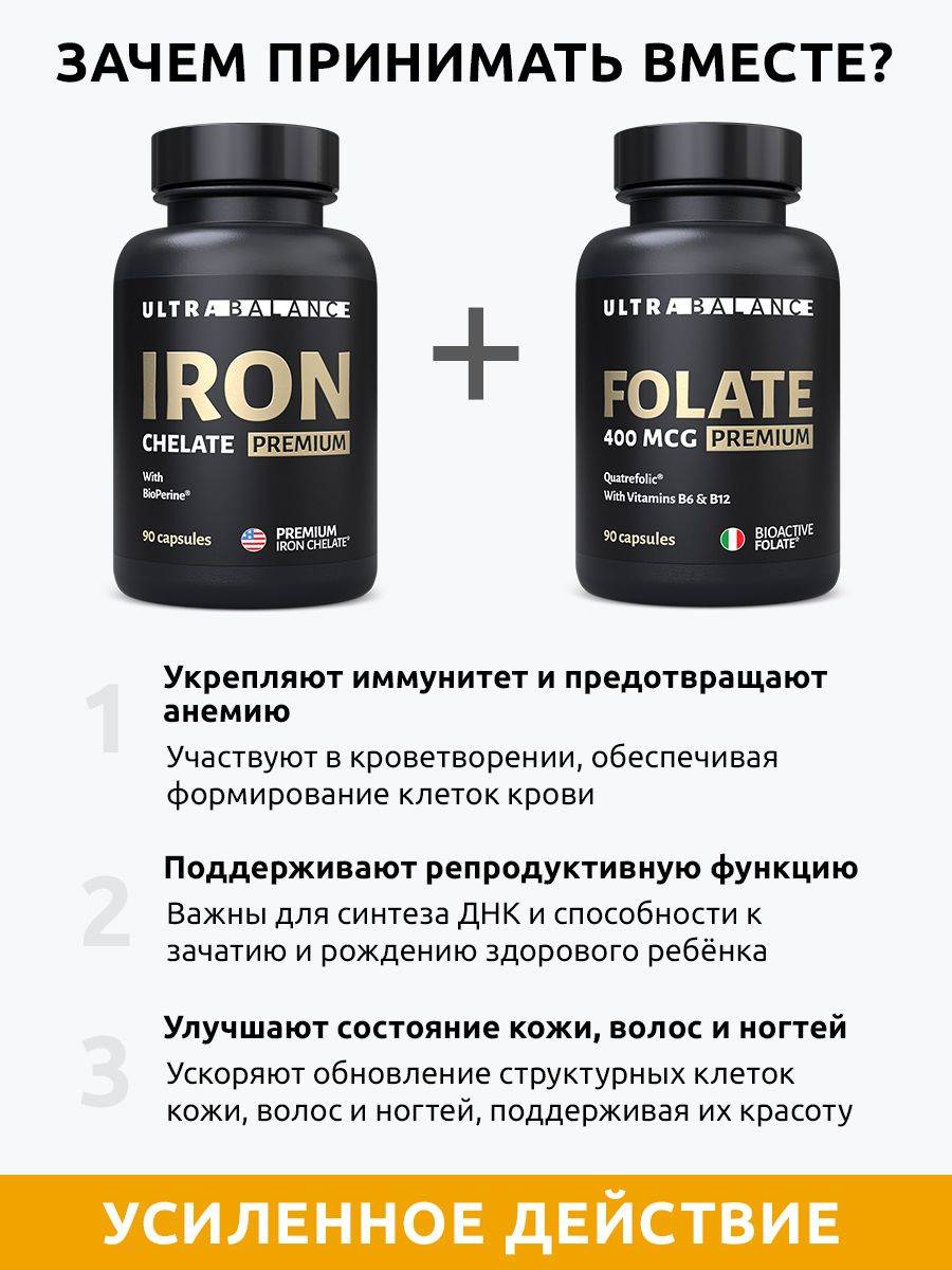 UltraBalance Folate + Iron Complex Dietary Supplement Capsules 180 Count #2