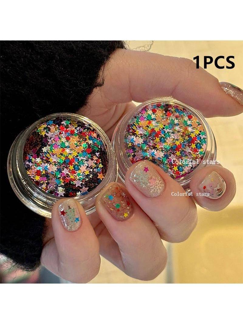 Mini Colorful Star Nail Glitter Set
