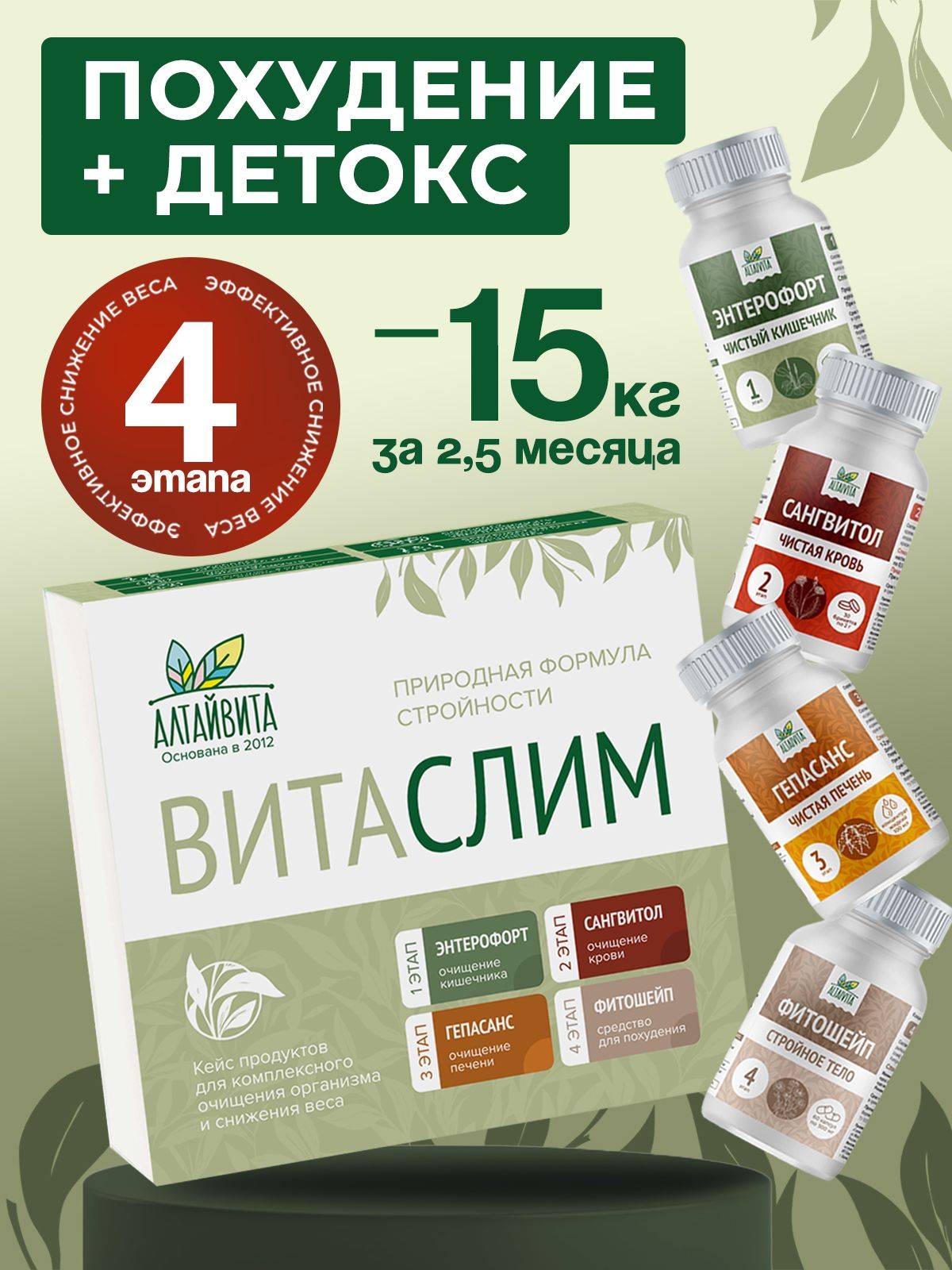 Altaivita Vitaslim 4-Stage Detox and Fat Burn System – 5-Part Kit (Capsules, Syrup, Tea) #2