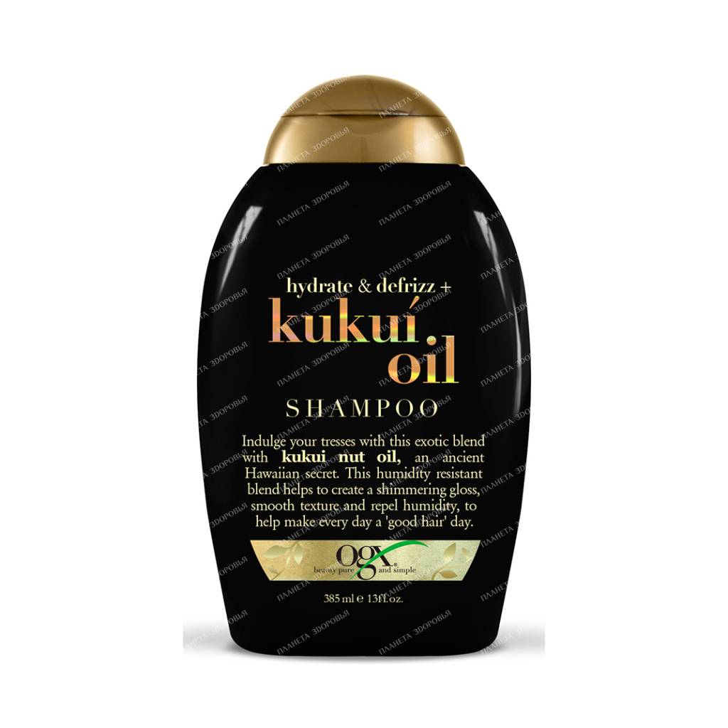OGX Shampoo for moisturizing and smoothing hair with Hawaiian nut oil (Kukui), 385 ml