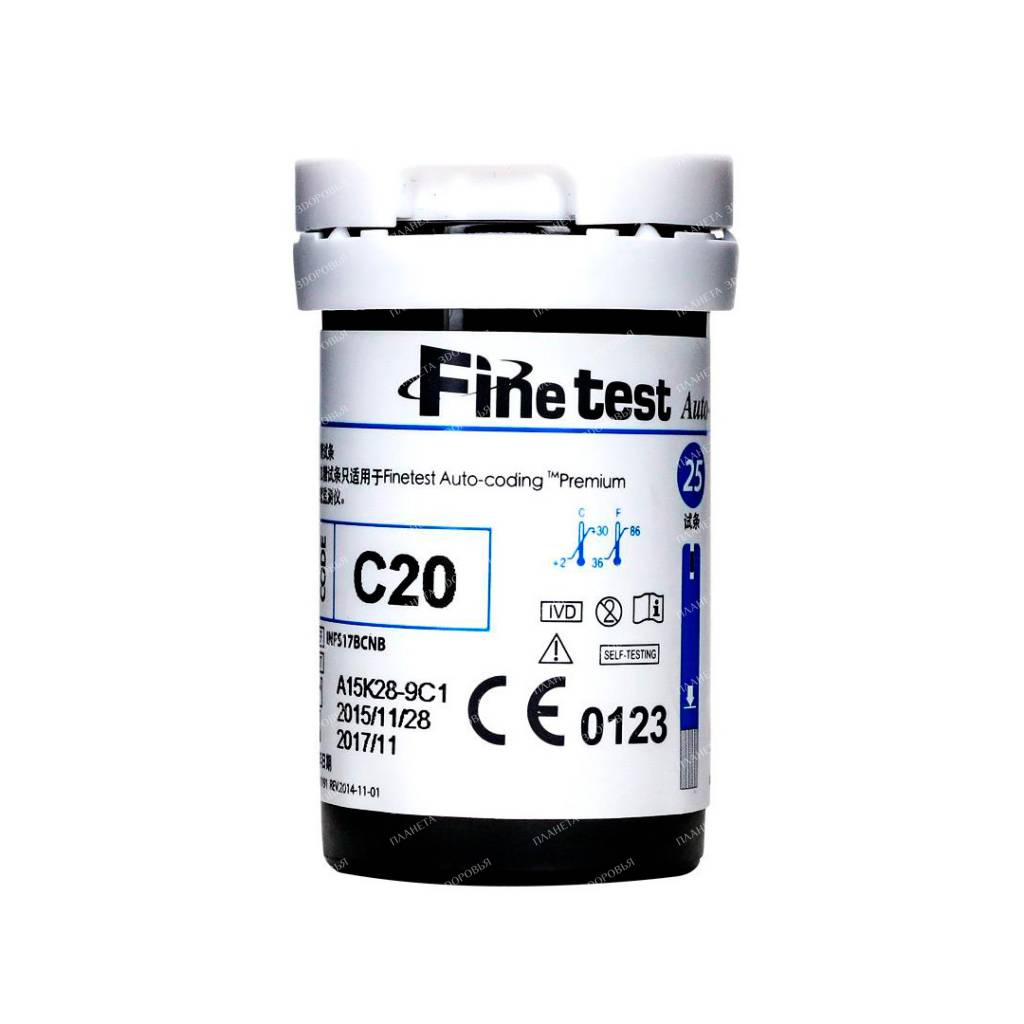 Blood glucose test strips Finetest Autocoding Premium (pack of 25)