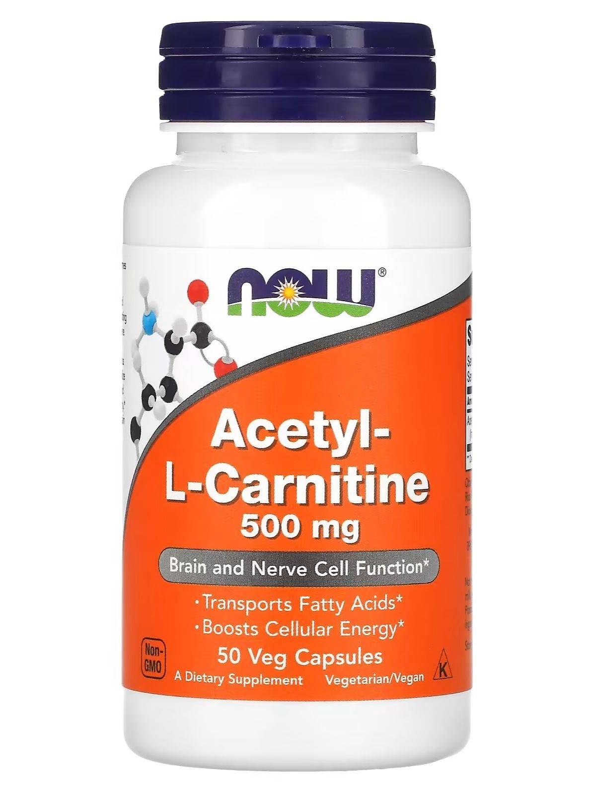 NOW Acetyl L-Carnitine 500mg 50 Capsules