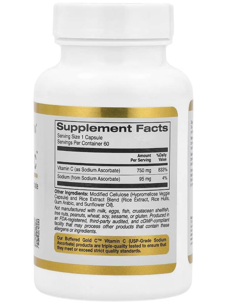 Vitamin C 750 mg Sodium Ascorbate 60 Capsules by California Gold Nutrition #2