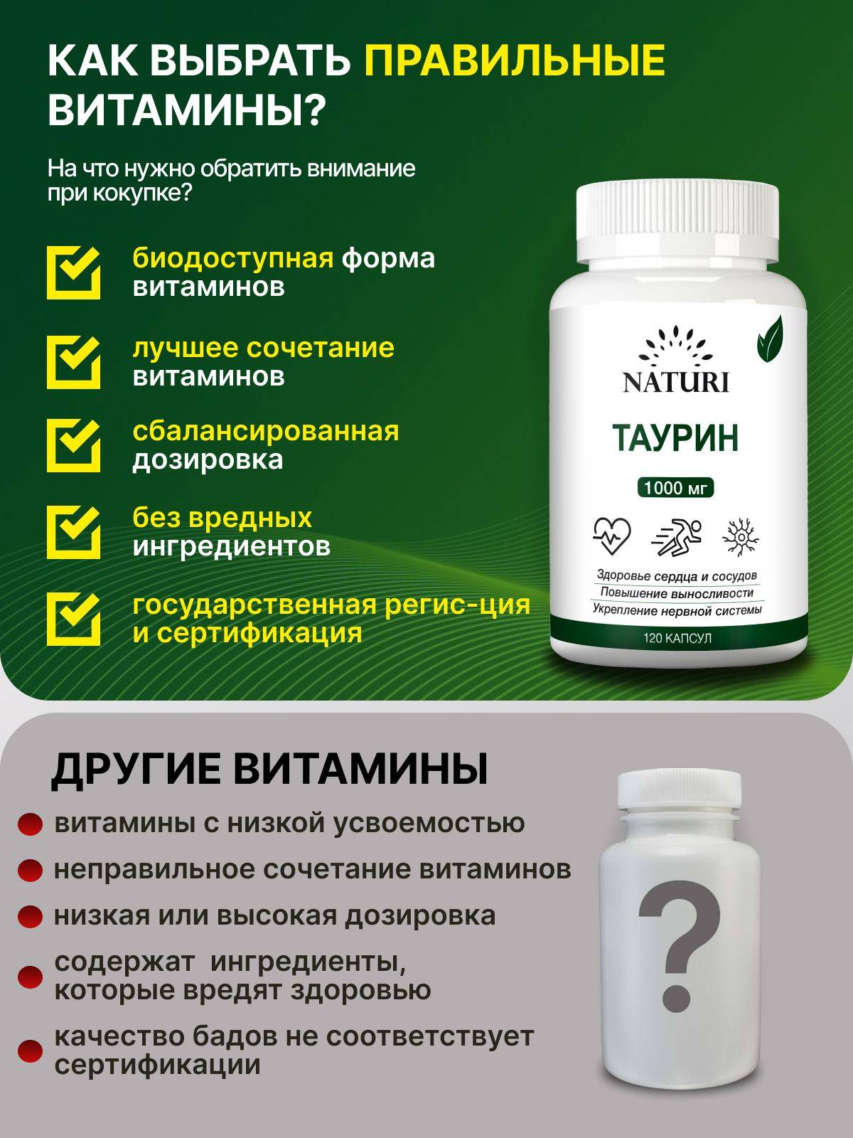 NATURI Taurine 1000 mg Capsules – 120 Count #7