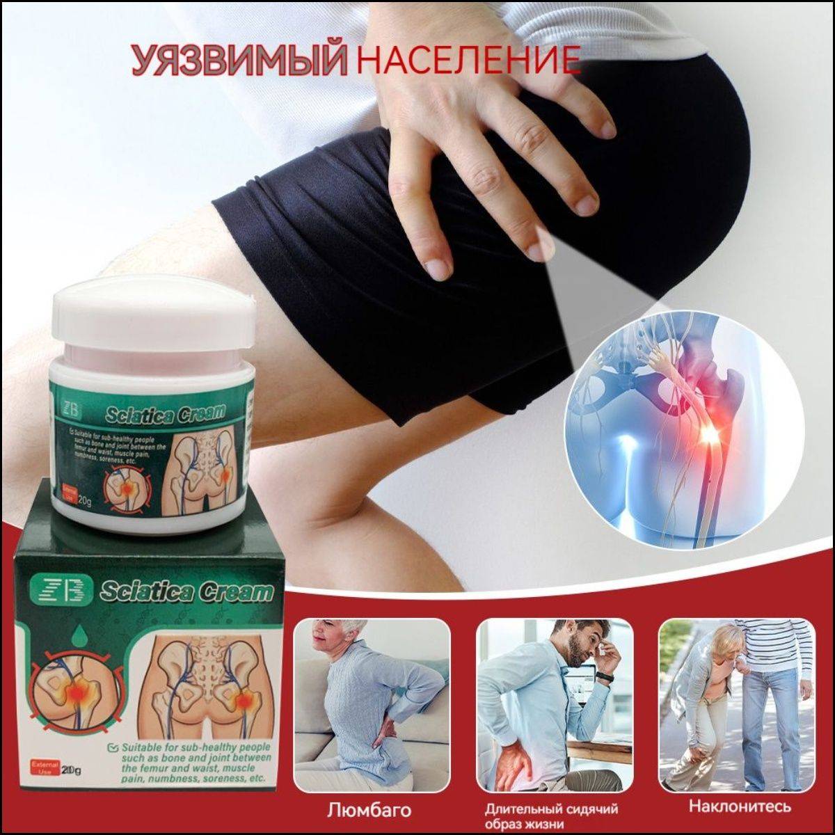 Sciatic Nerve, Joint, and Muscle Pain Relief Ointment, 20g #3