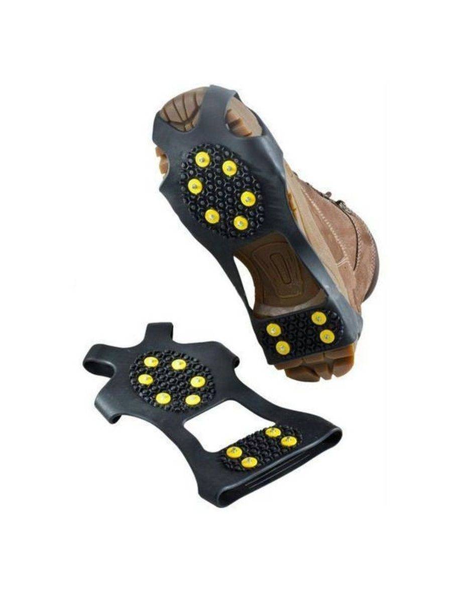 SPUTNIK Ice Cleats 11-Tempered Steel Spikes Size 40-47 (2-Pack) Black #11