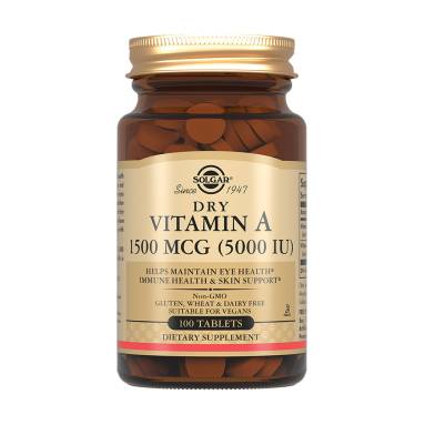Solgar Dry Vitamin A 1500 mcg (5000 IU) Tablets, 100 Count