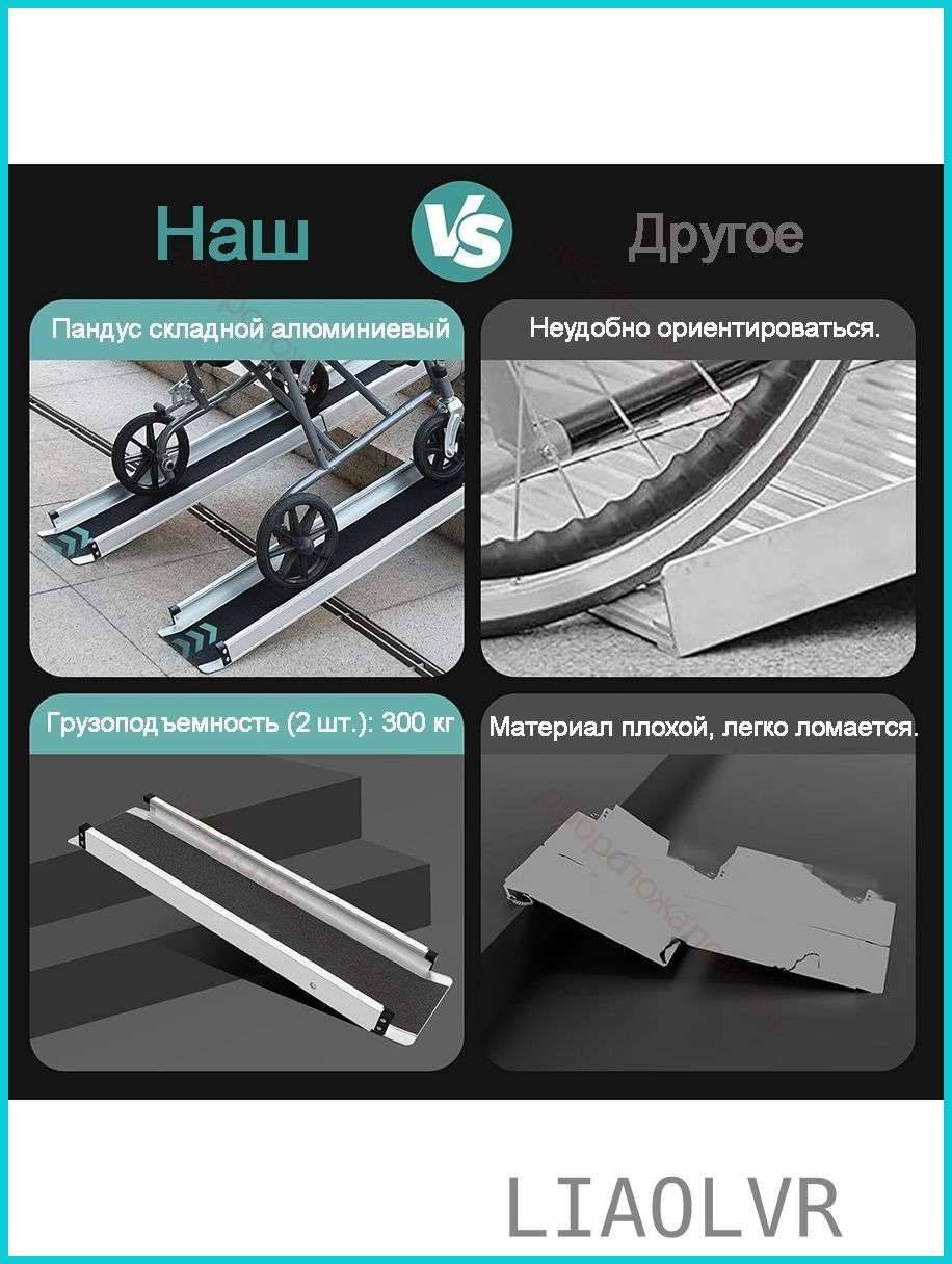 Aluminum Foldable Wheelchair Ramp, Portable, 121‑241 cm Length, 300 kg Capacity #8