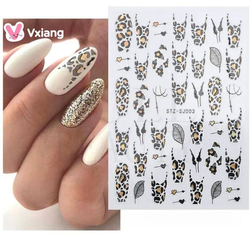 Gold Print Nail Stickers Bronze Khaki