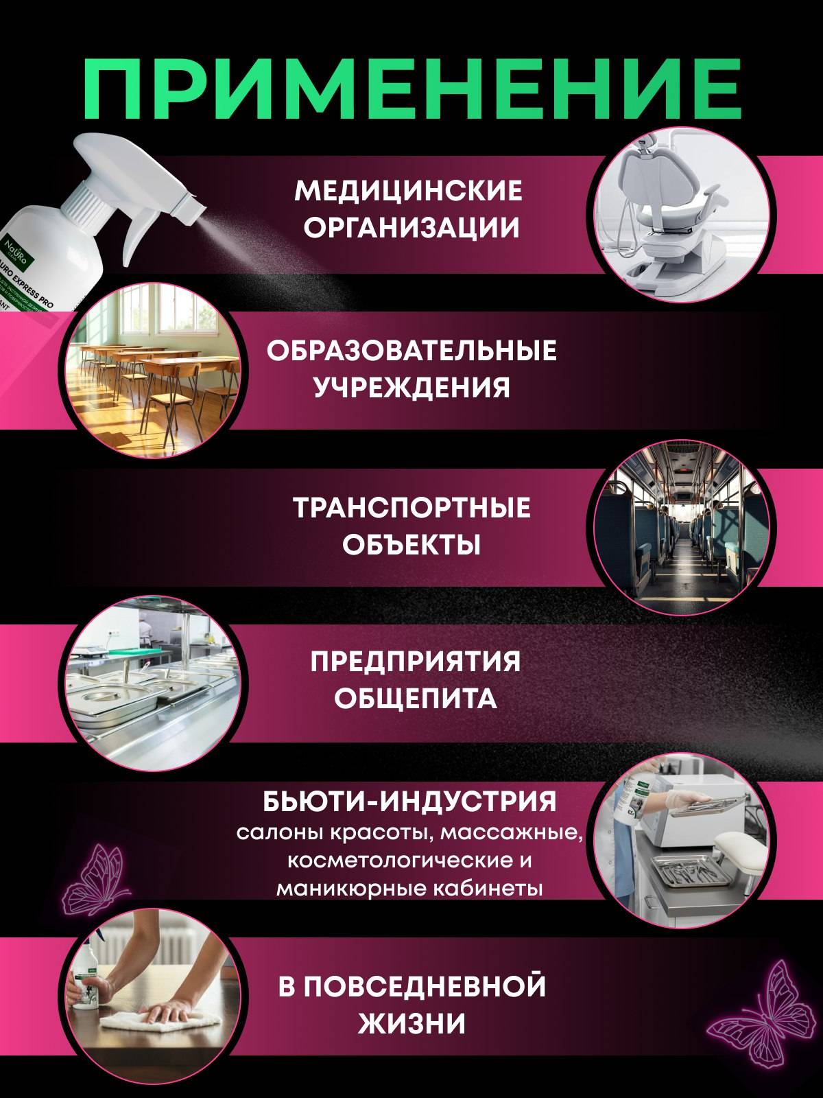 NaURo CLEAN Nauro Express Pro Disinfectant Spray 500 mL Antimicrobial Surface and Instrument Solution #9