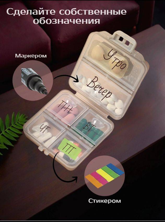 7-Day Pill Box Organizer, Gray Plastic Medication Container #3