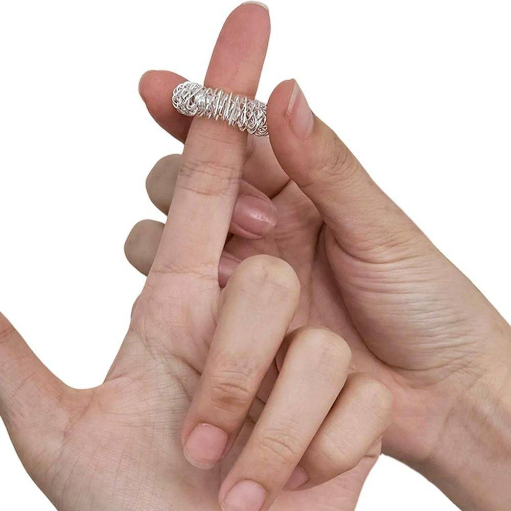 Finger Massage Rings – 5-Pack, Silver Metal Massage Accessory for Hands #5