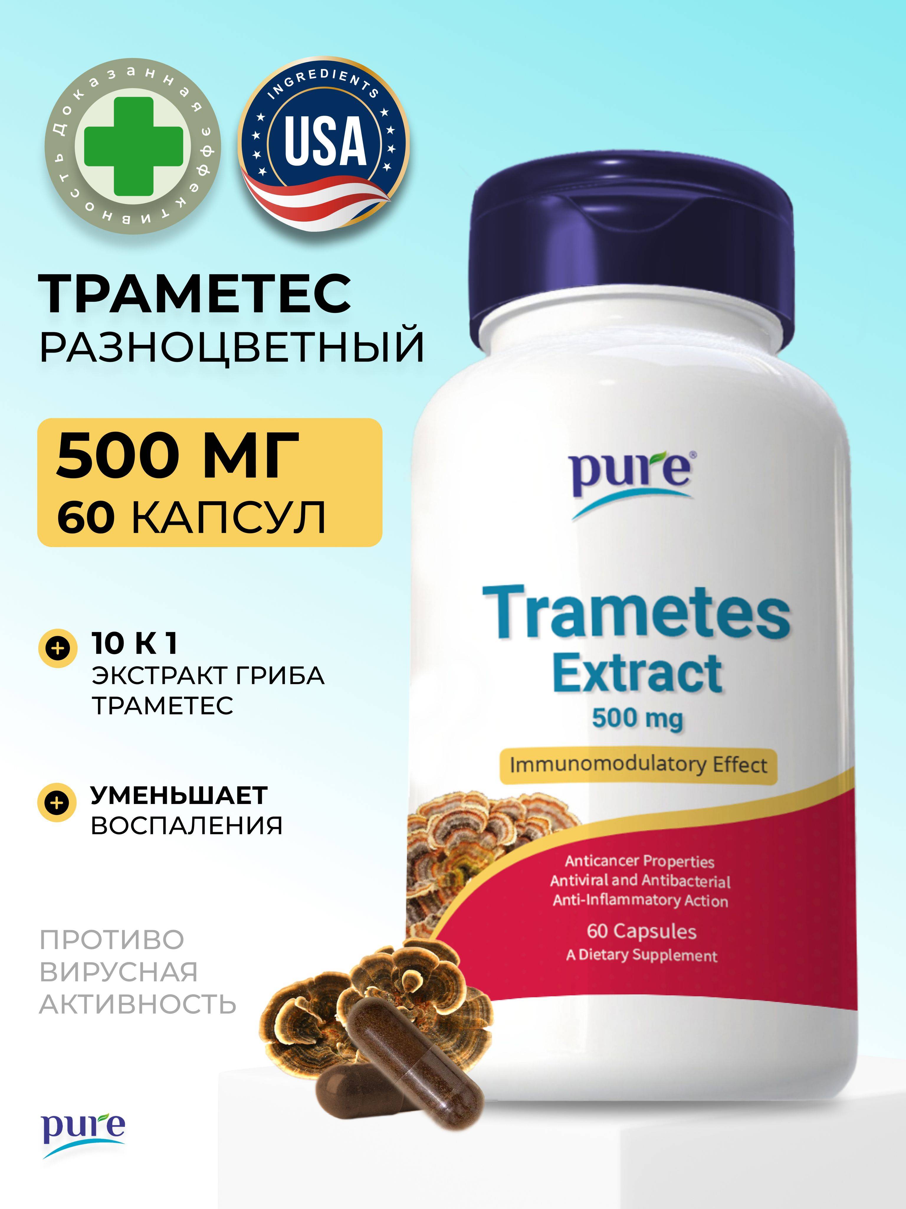 Pure Trametes Versicolor Capsules 500 mg 60 Count