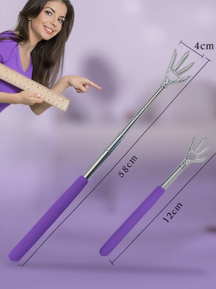 Telescoping Back Massage Stick 22-59 cm Metal and ABS, Purple #2